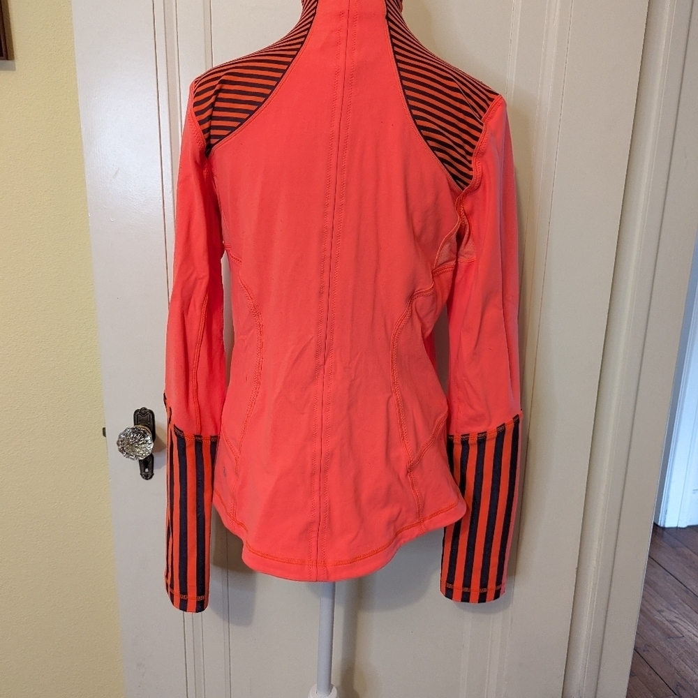 Lululemon Flare Orange Navy Inkwell Blue Stripe Jacket Full Zip. Women's 8 - Picture 2 of 8